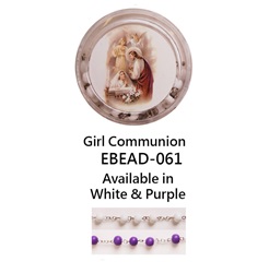 20" Scented Wood Rosary with Box - Girl Communion