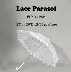 23" White Lace Parasol