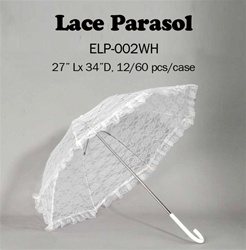 27" White Lace Parasol