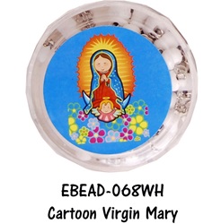 20" Scented Wood Rosary with Box - Cartoon Virgin Mary - White