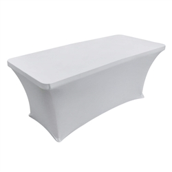 6 Feet Rectangular Spandex Table Cover White