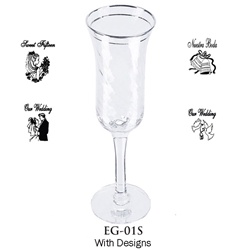 8 1/4" Spiral Glass Flute with Silver Rim and Design