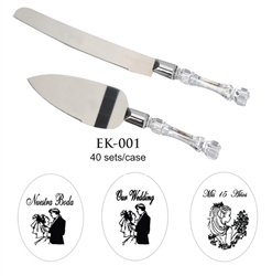 Knife Set - Acrylic Silver Handle, W/ Design