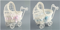PLASTIC WICKER BABY CARRIAGE