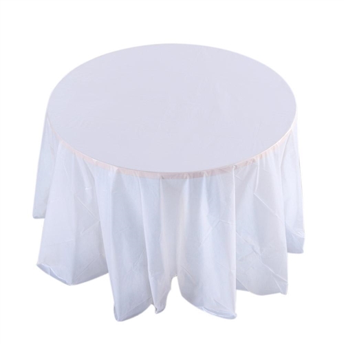 84 Plastic Table Cover Round, White Table Linens Round